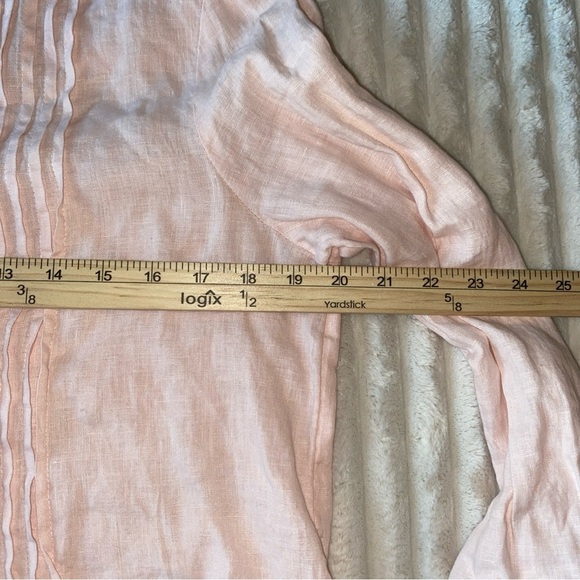 Sundance 100% Linen Long Sleeve Pink Button Front Top Boho Casual Tunic Small - Picture 8 of 9